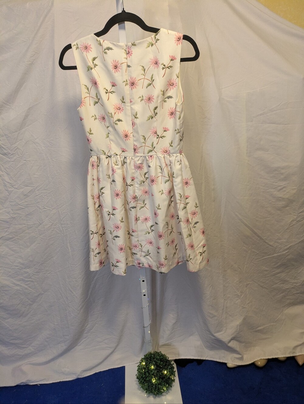 RED Valentino Cream Pink Daisy Floral Sleeveless Fit & Flare Mini Dress Size 36 - Picture 3 of 6